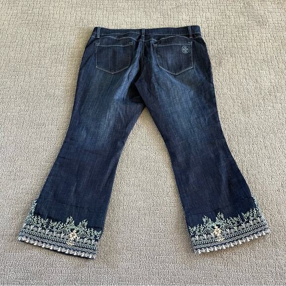 Laurie Felt 16 Embroidered Boot Cut Dark Blue Embroidered Flare Jeans NWOT - Picture 3 of 5